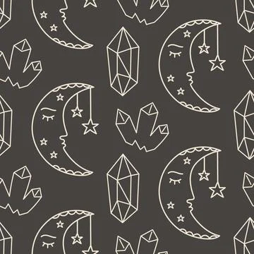 Celestial seamless pattern lunar mystic texture background Stock Illustration