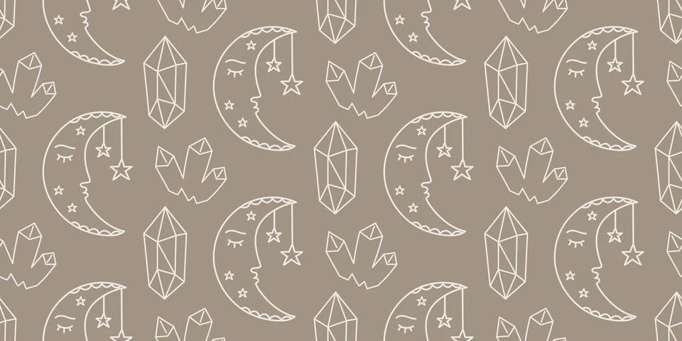 Celestial seamless pattern lunar mystic texture background Stock Illustration