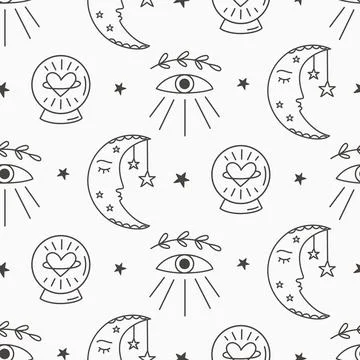 Celestial seamless pattern lunar mystic texture background Stock Illustration