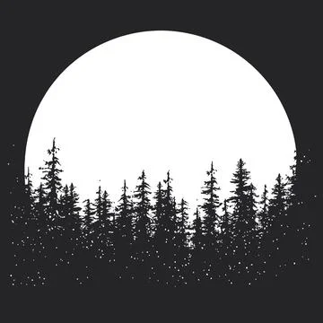Celestial Serenity  Mountain Range Silhouette in the Dark Stock Illustration