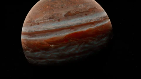 Celestial Serenity - Tranquil Views of Jupiter - 4k Space Motion Background Stock Footage 242432029