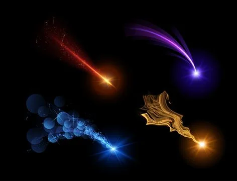 Celestial shooting stars vector set Stock Illustration