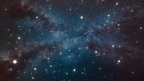 Celestial space blue brown universe with stars and galaxies moving in 3d space Stock Footage 108093853