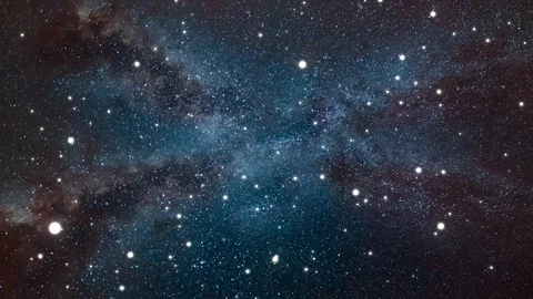 Celestial space universe with stars and galaxies moving in 3d space Stock Footage