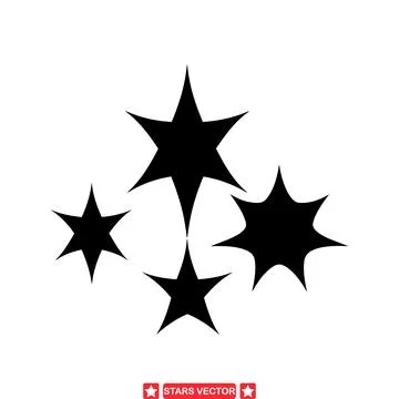 Celestial Splendor  A Collection of Dazzling Star Silhouettes for Your Design Stock Illustration