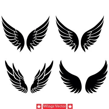 Celestial Splendor  Graceful Wings Vector Pack for Creatives Stock Illustration