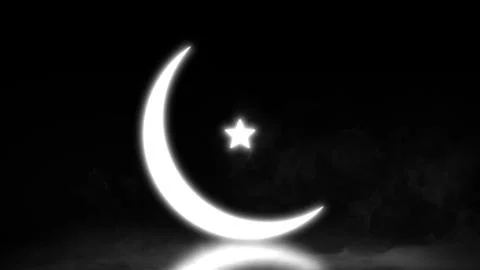 Celestial Star and Crescent of Ramzan's Glowing Light in fog Illustrazione stock