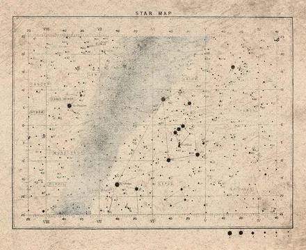 Celestial Star Chart of the Equatorial Sky Stock Photos