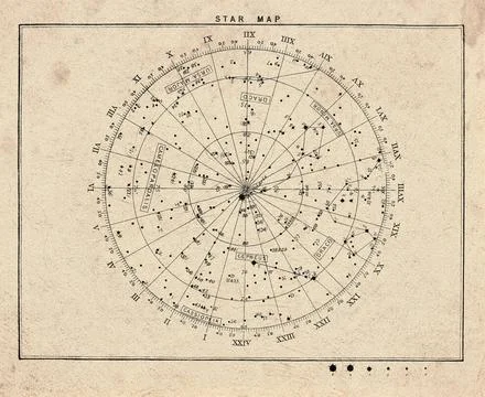 Celestial Star Chart of the Northern Sky Stock Photos