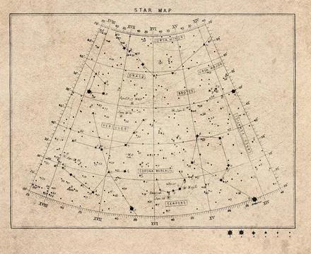 Celestial Star Chart of the Northern Sky Stock Photos