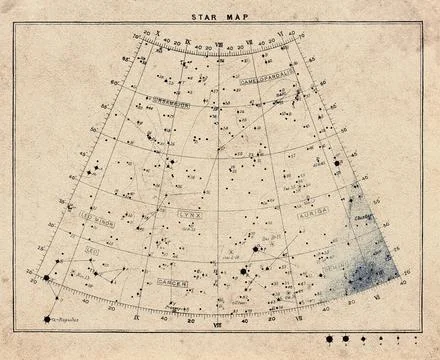 Celestial Star Chart of the Northern Sky Stock Photos