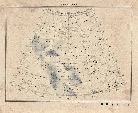 Celestial Star Chart of the Northern Sky Stock Photos