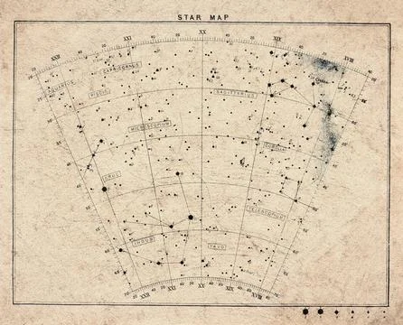Celestial Star Chart of the Southern Sky Stock Photos