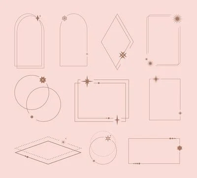 Celestial star frames set. Abstract geometric frames Illustrazione stock