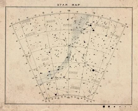 Celestial Star Map of the Northern Sky Stock Photos
