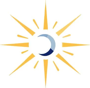 Celestial Sun and Moon with Radiant Light Stock Illustration