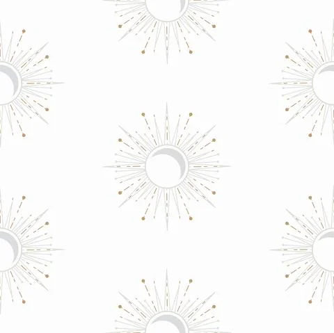 Celestial sun and moon shapes seamless pattern. Background for paper wrap Stock Illustration