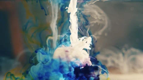 Celestial Surge – Blue and White Ink Explosion Underwater Stock Footage 319439082