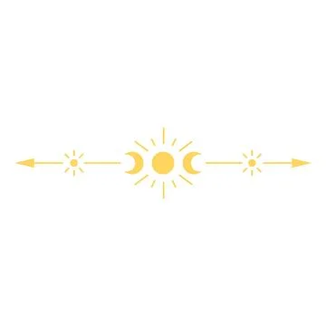 Celestial tarot ornament, vector mystical spiritual line art, golden divider Stock Illustration