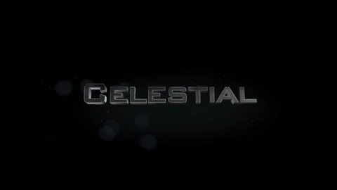 Celestial title metal text on black alpha channel background Video stock 296263384