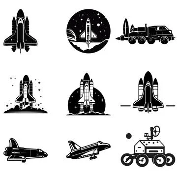 Celestial Transport Fleet  Dynamic Space Vehicle Vectors Illustrazione stock