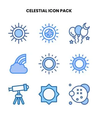 Celestial Two Colour Graphics Icons Pack Stock Illustration
