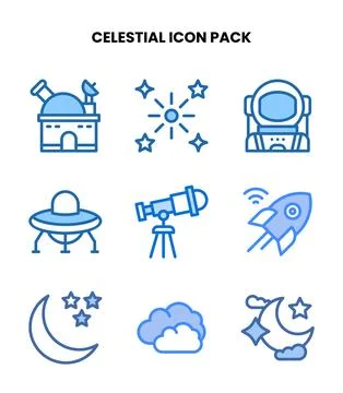 Celestial Two Colour Graphics Icons Pack Illustrazione stock