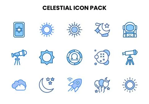 Celestial Two Colour Icons Pack Ilustración de archivo