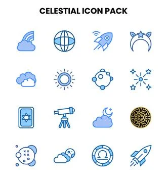 Celestial Two Colour UI Icons Pack Stock Illustration