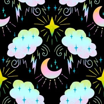 Celestial vector seamless design pattern Stock Illustration