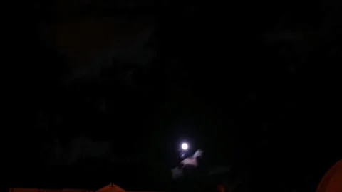 Celestial View of Full Moon Breaking Through Fog Stock Footage 346204801
