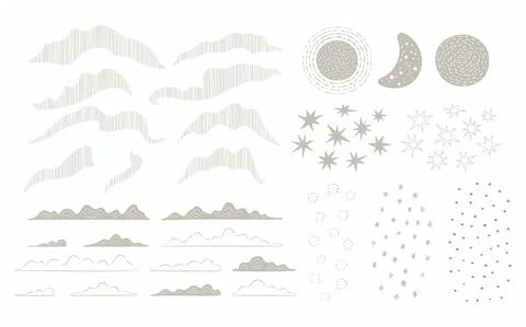 Celestial, weather minimalist elements collection Illustrazione stock
