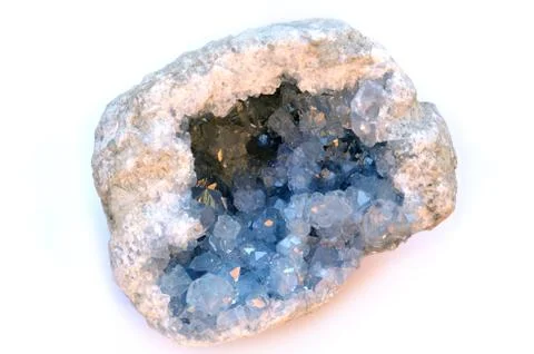 Celestine (or celesite) geode Stock Photos