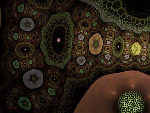 Cell background with futuristic interface elements. Molecular research. Fract Stock Illustration