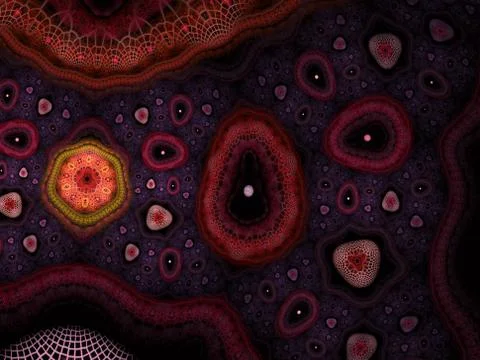 Cell background with futuristic interface elements. Molecular research. Fract Stock Illustration