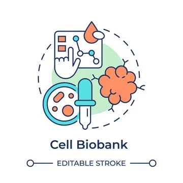 Cell biobanks multi color concept icon Stock Illustration