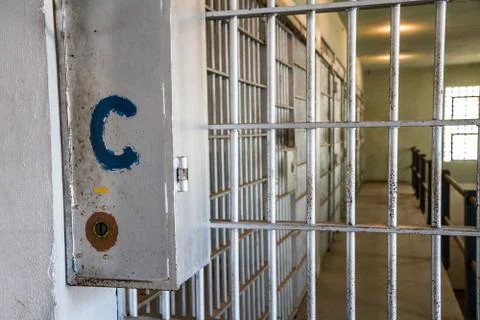 Cell block C painted on the wall Stock Photos