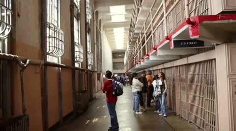 Cell blocks in Alcatraz Stock Footage 1100964