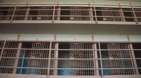 Cell blocks in Alcatraz Stock Footage 1100975