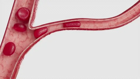 Cell deformation to move through blood vessel 3d animationalpha channel Video stock 275523392