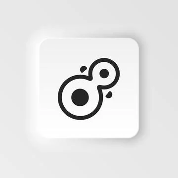 Cell, division. Bioengineering neumorphic style vector icon. Biotechnology for Illustrazione stock