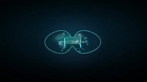 Cell Division Mitosis Loop - Blue Glowing DNA Biology Backdrop Stock Footage 341954748
