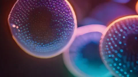 Cell division or cloning cells. Stem cells dividing under the microscope Video stock 246731163