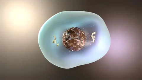 Cell division or cloning cells. Stem cells dividing under the microscope. Stock Illustration