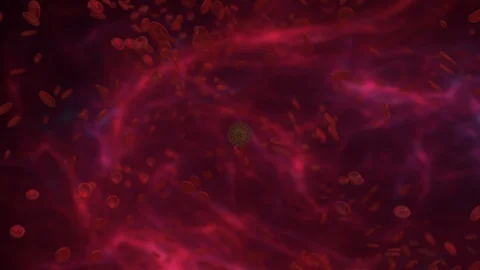 Cell Division of Virus Surrounded by Red Blood Cells 動画素材 127756698