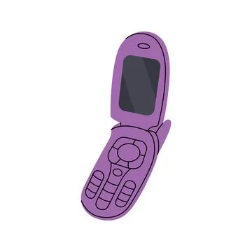 Cell flip phone. Old communication gadgets. Vector illustration. Stock Illustration