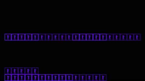 Cell groups - effect. The figure is a violinist. Dynamic contrast animation of Stock-Footage 135590591