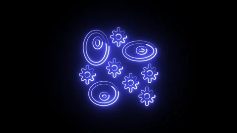 Cell Icon Isolated on Black Background, Biology Unit Neon Line Animation HD.. Video stock 324125666