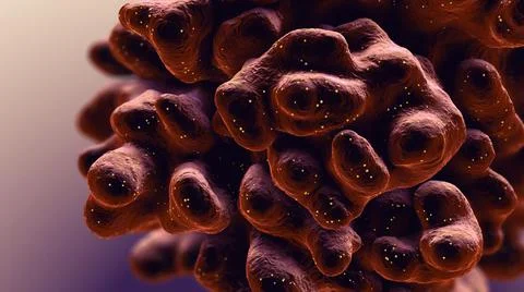 Cell infected with virus particles causing cell death Stock Illustration