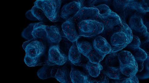 Cell infected with virus particles causing cell death Stock Illustration